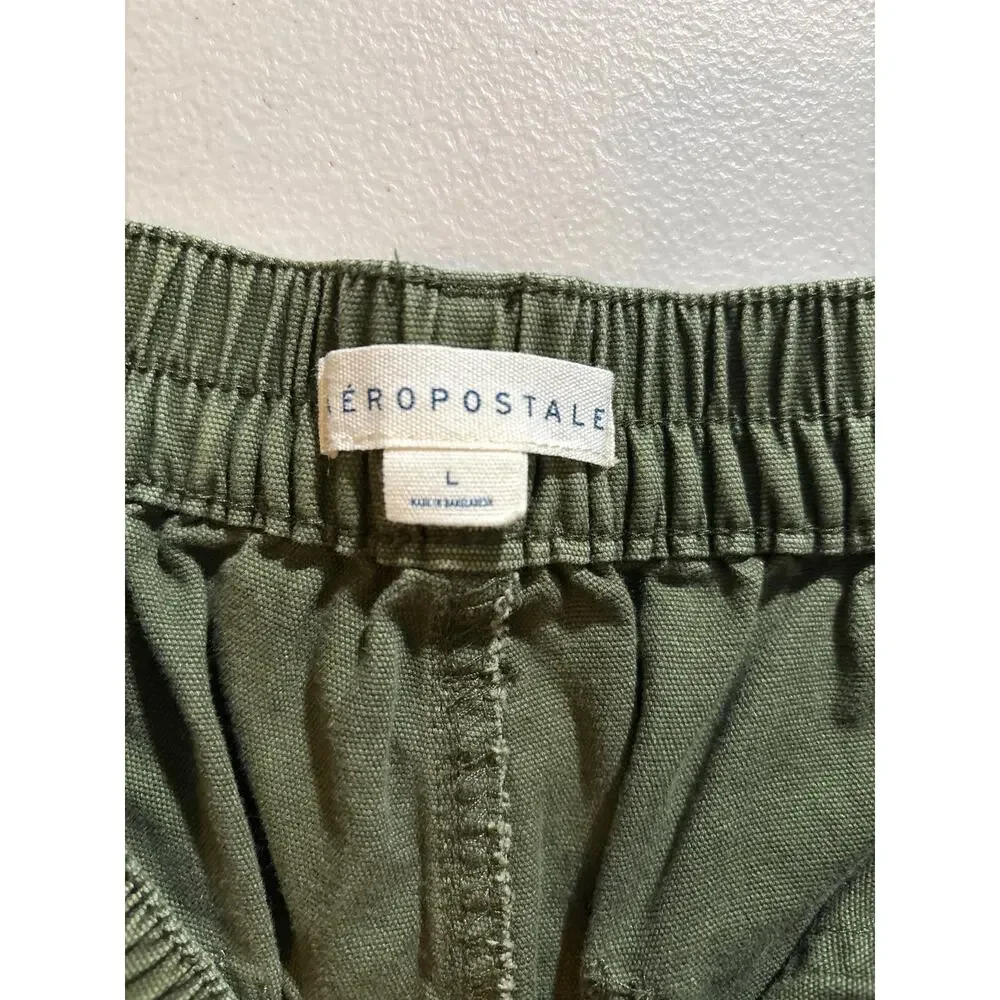 Aeropostale Army Green Cargo Pants Women's Large Elastic Waist‎ Straight Leg - Picture 3 of 11